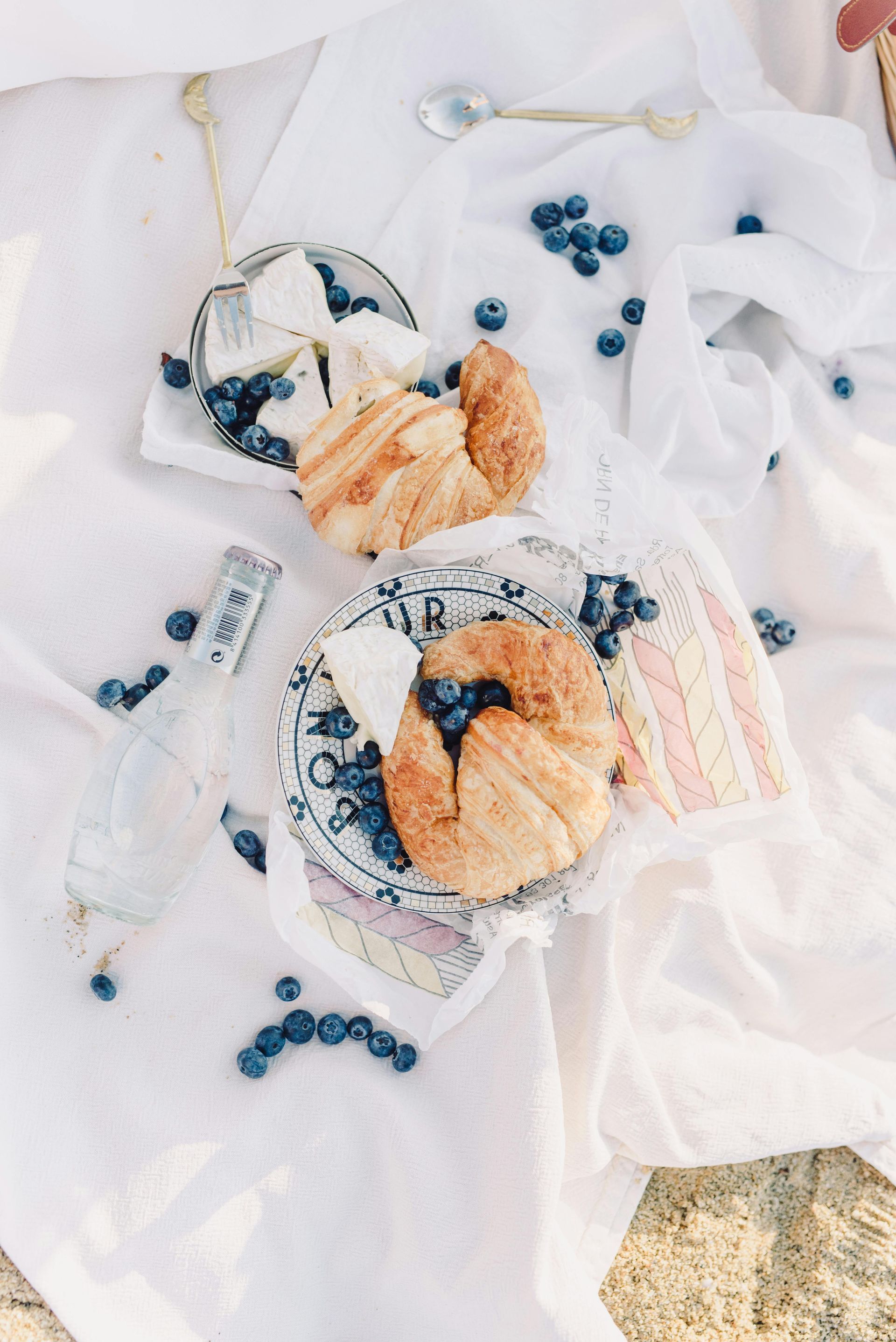 Apple and Blueberry Turnover Piped with Fresh Cream 