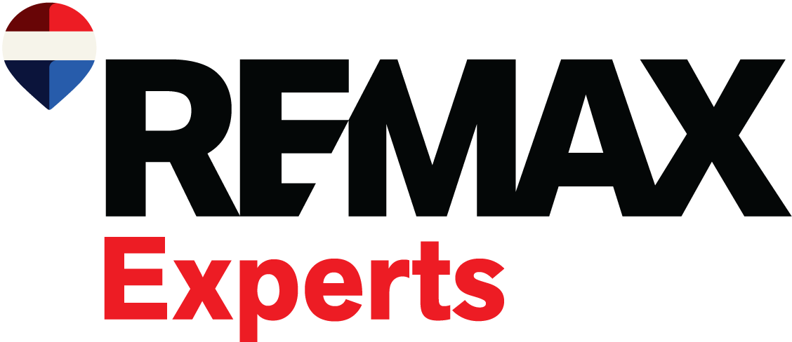 RE/MAX Experts logo with a globe and a downward-pointing triangle. 