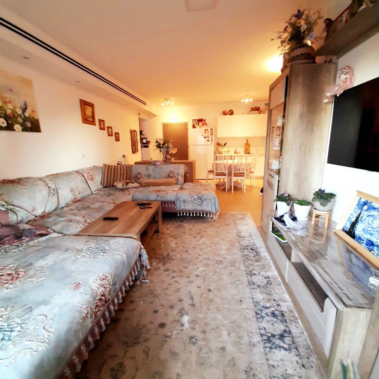 סלון עם ספה וטלוויזיה