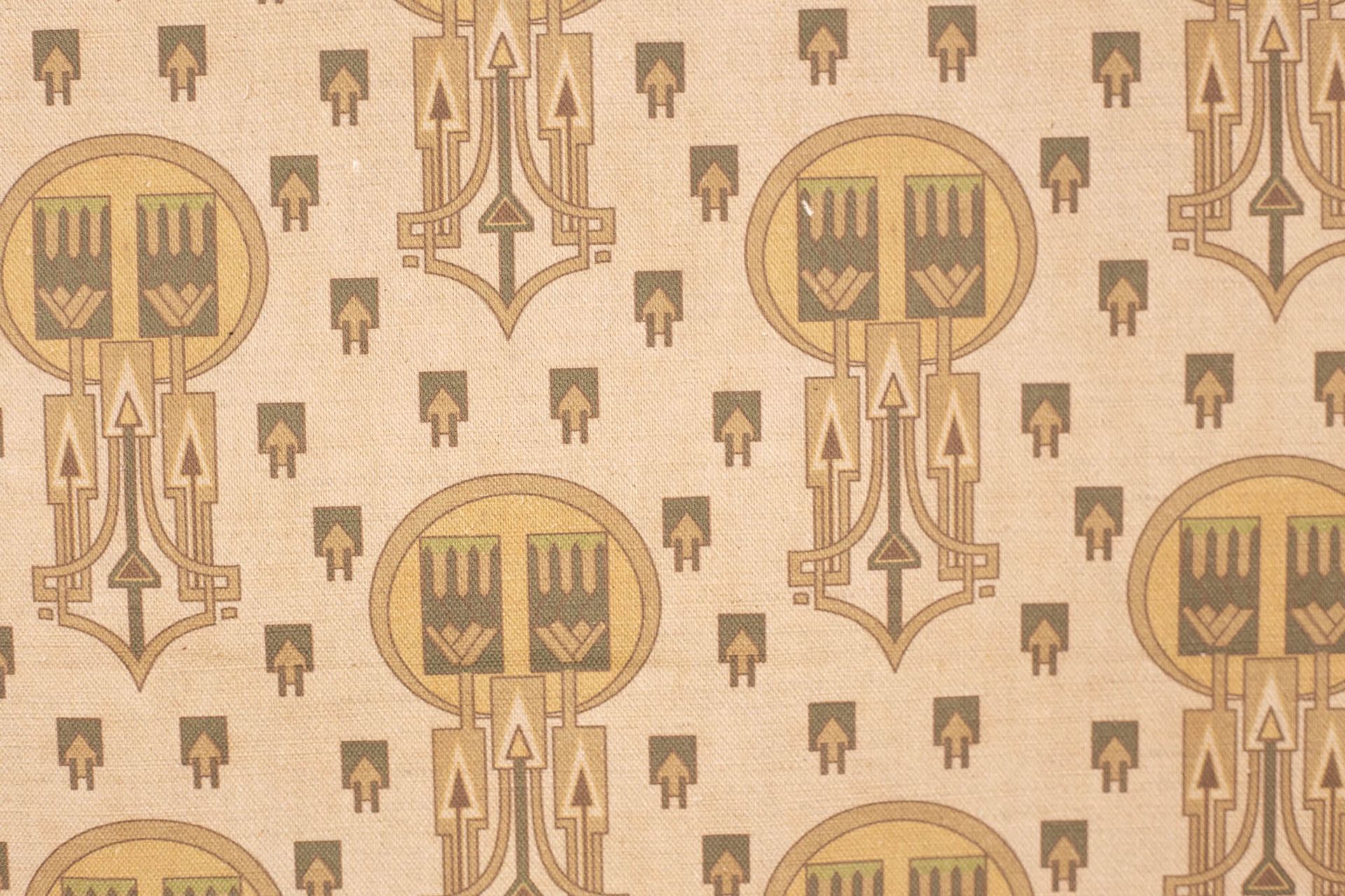 A close up of a curtain with arrows on it