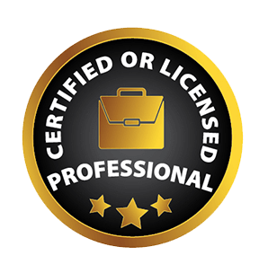 a badge that says certified or licensed professional