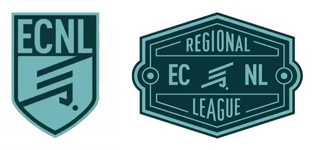 Two logos for the ecnl and regional league are shown on a white background.