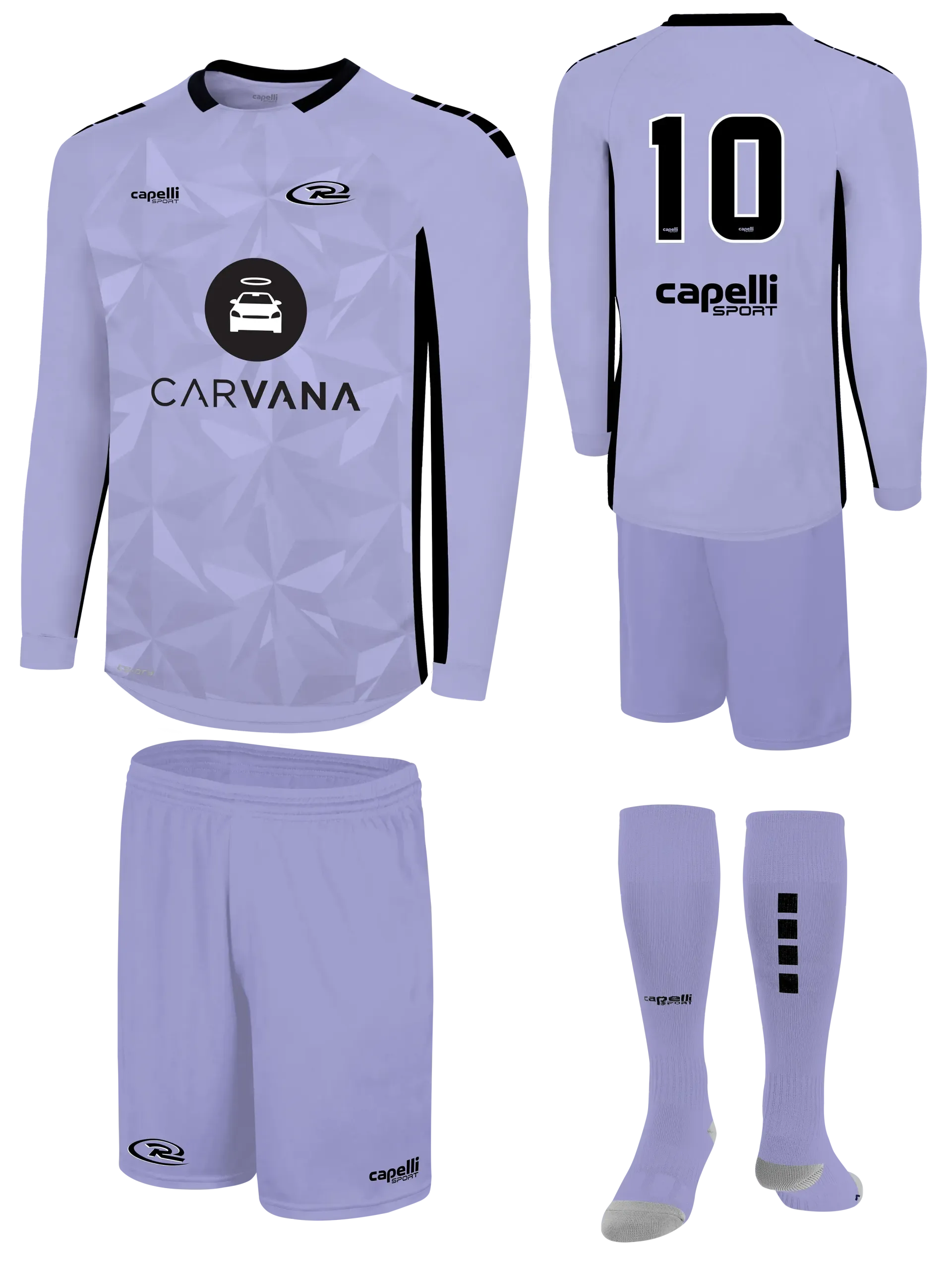 A purple soccer uniform with the number 10 on the back