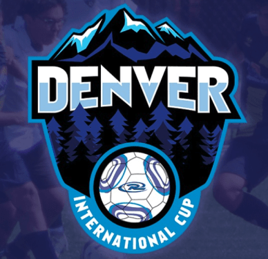 A blue and white logo for rush cup colorado springs