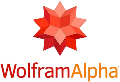A logo for wolfram alpha with a red star on a white background