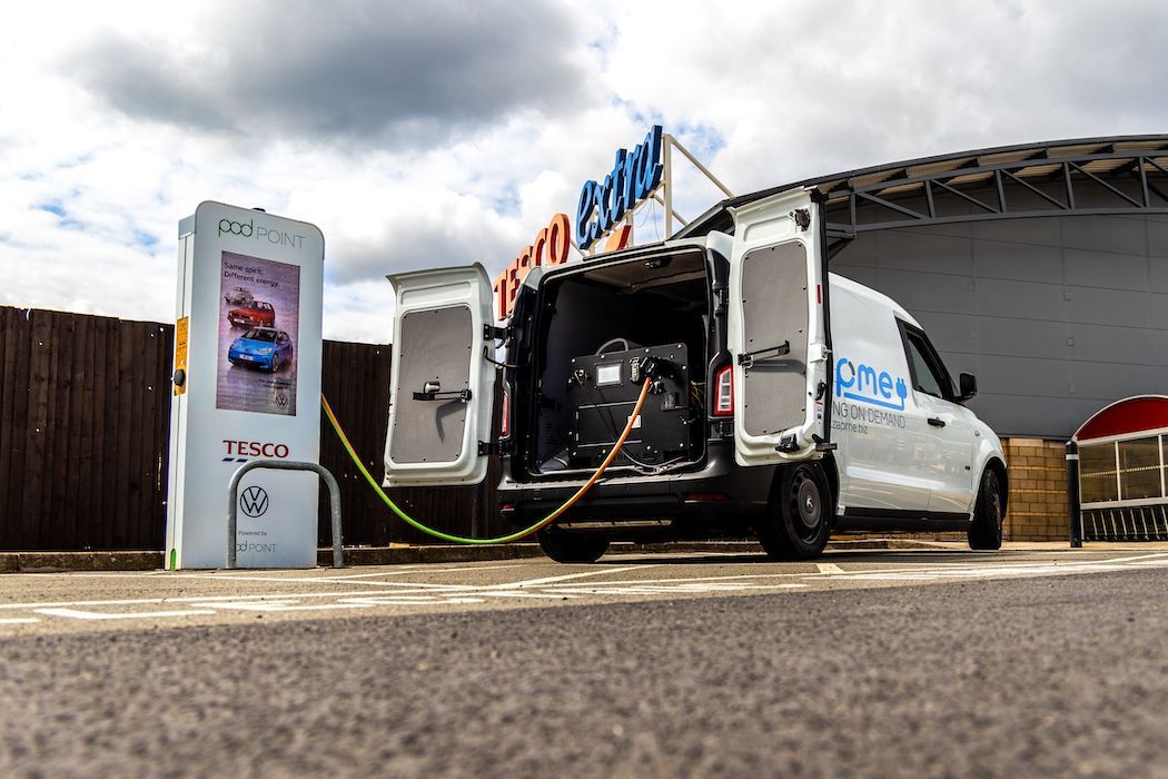 Electric vehicle charging outside Tesco