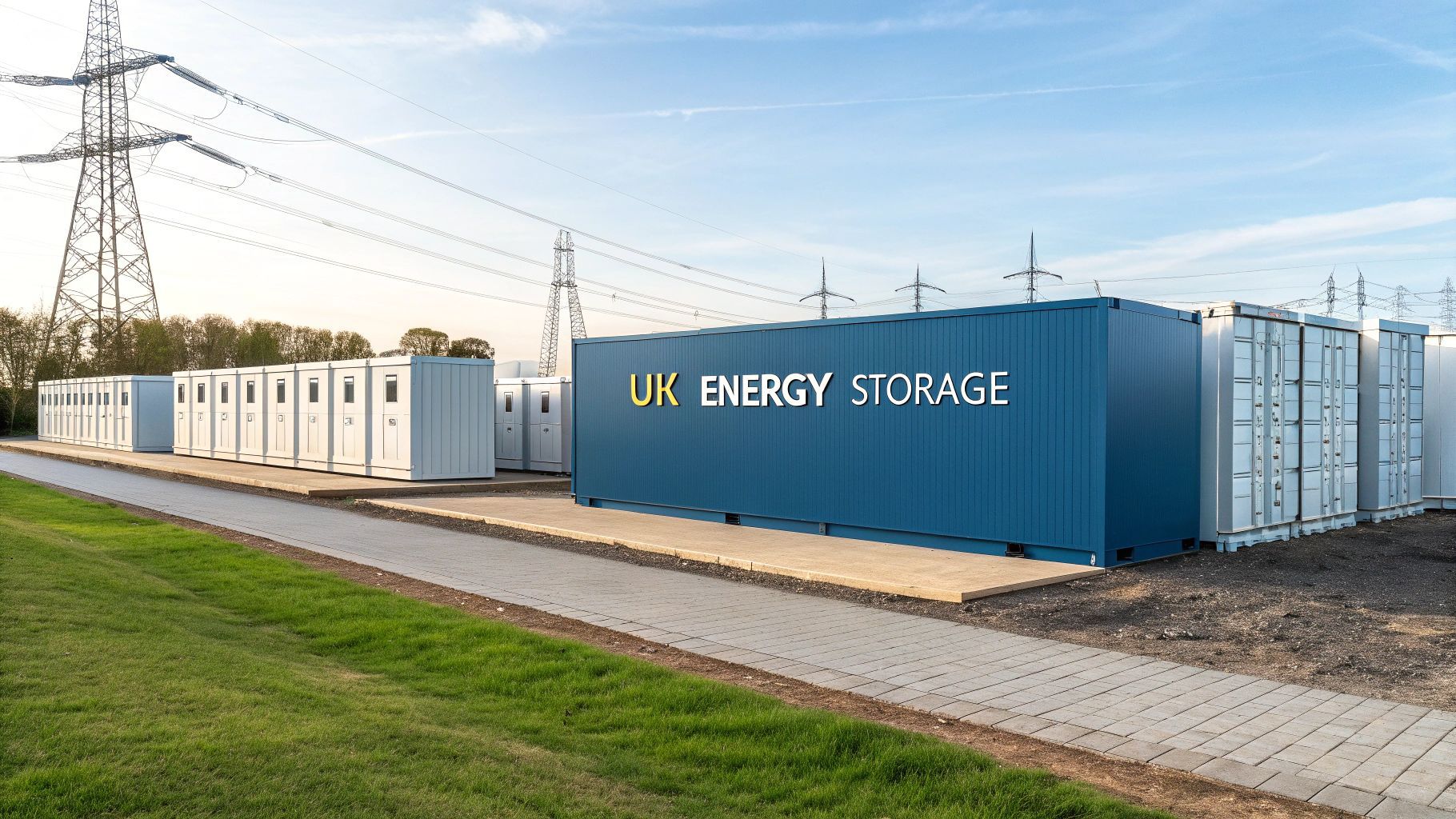 Energy storage containers labeled 