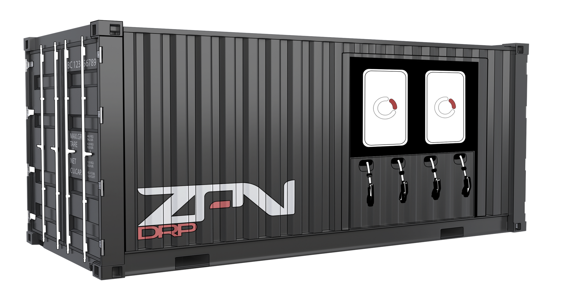 ZPN DROP portable high energy battery storage with ev charging outlets and video screen interface sat side o