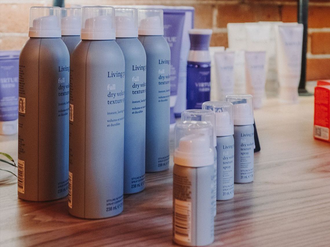 A group of hair products on a table