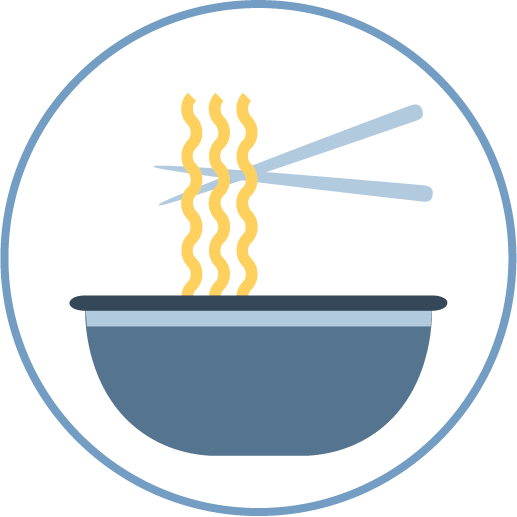 bowl of noodles and chopsticks icon