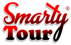The word smarty is written in red on a white background.