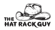 Logo: Cowboy hat over text "THE HAT RACK GUY". Black and white graphic.