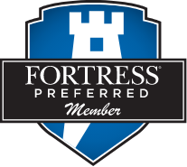 Fortress Preferred Member shield logo in blue, white, and black with a castle tower icon.