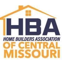 HBA Home Builders Association of Central Missouri logo in navy and orange with a house roof icon