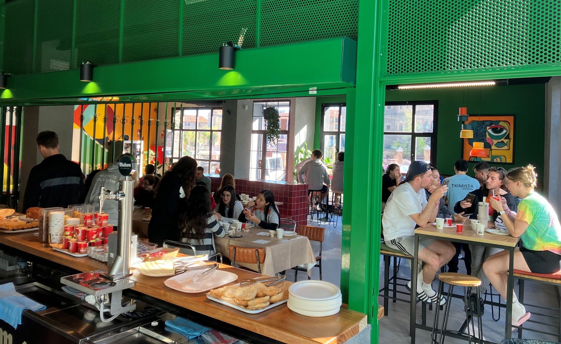A group of people having breakfast 