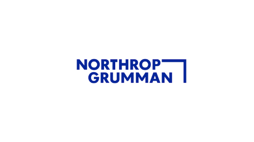 The northrop grumman logo is blue and white on a white background.