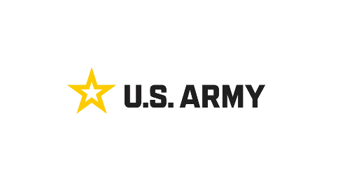 A logo for the u.s. army with a yellow star on a white background.