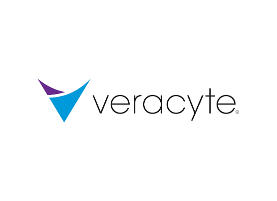 The veracyte logo is blue and purple with a purple arrow.