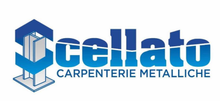 Logo per Cellato Carpenterie Metalliche, caratterizzato da una struttura metallica blu stilizzata.