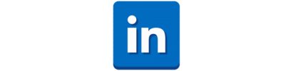 A blue linkedin logo on a white background