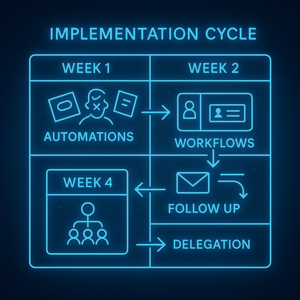 It shows the implementation cycle of a project.