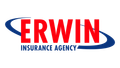 A red and blue logo for erwin insurance agency