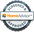 A screened and home advisor approved seal with a house on it.