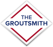 The logo for the groutsmith is a red and white diamond.