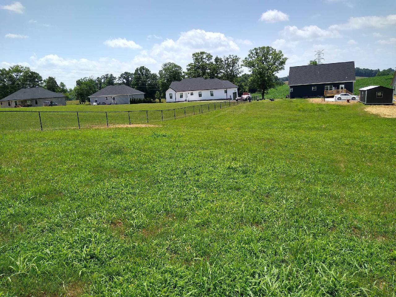 A lush green field with houses in the background Clarksville, TN