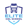 A logo for elite cdl school with a truck on it
