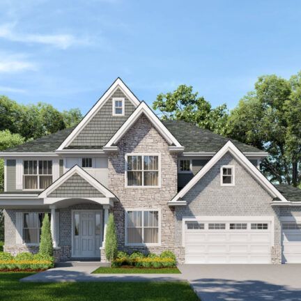 An artist 's impression of a house with a gray roof