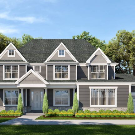 An artist 's impression of a house with a black roof