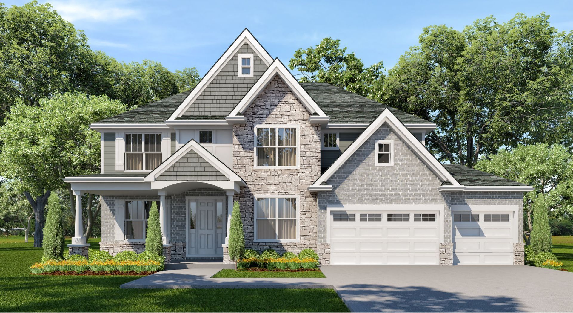 An artist 's impression of a large house with two garages