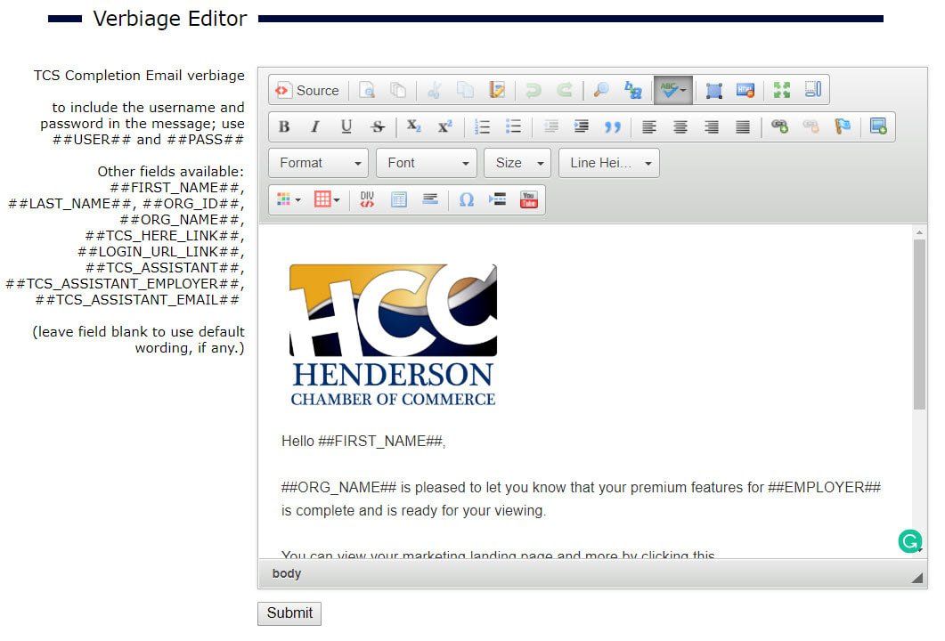 A computer screen with a hcc logo on it