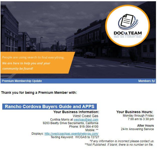 An advertisement for rancho cordova buyers guide and apps