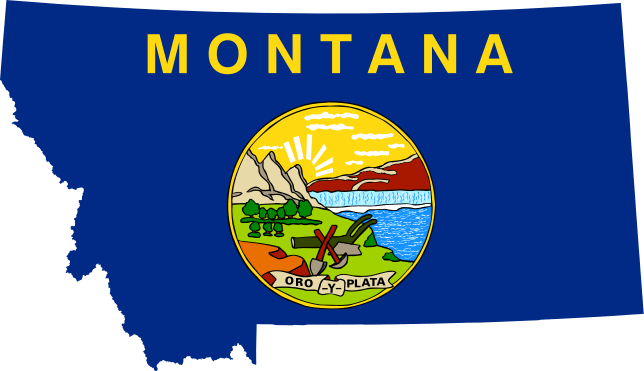a map of montana with the state flag on it