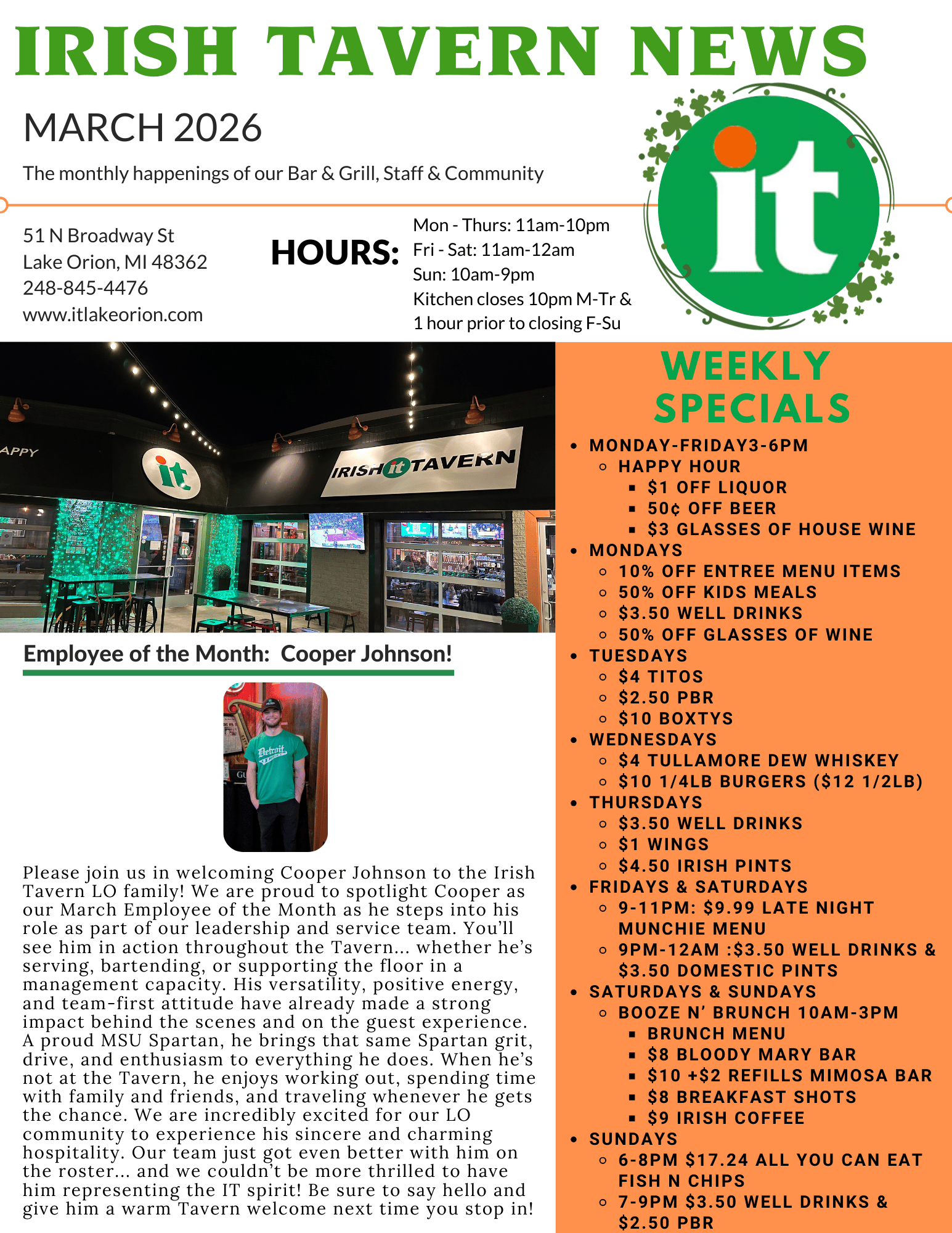 Events, music & specials