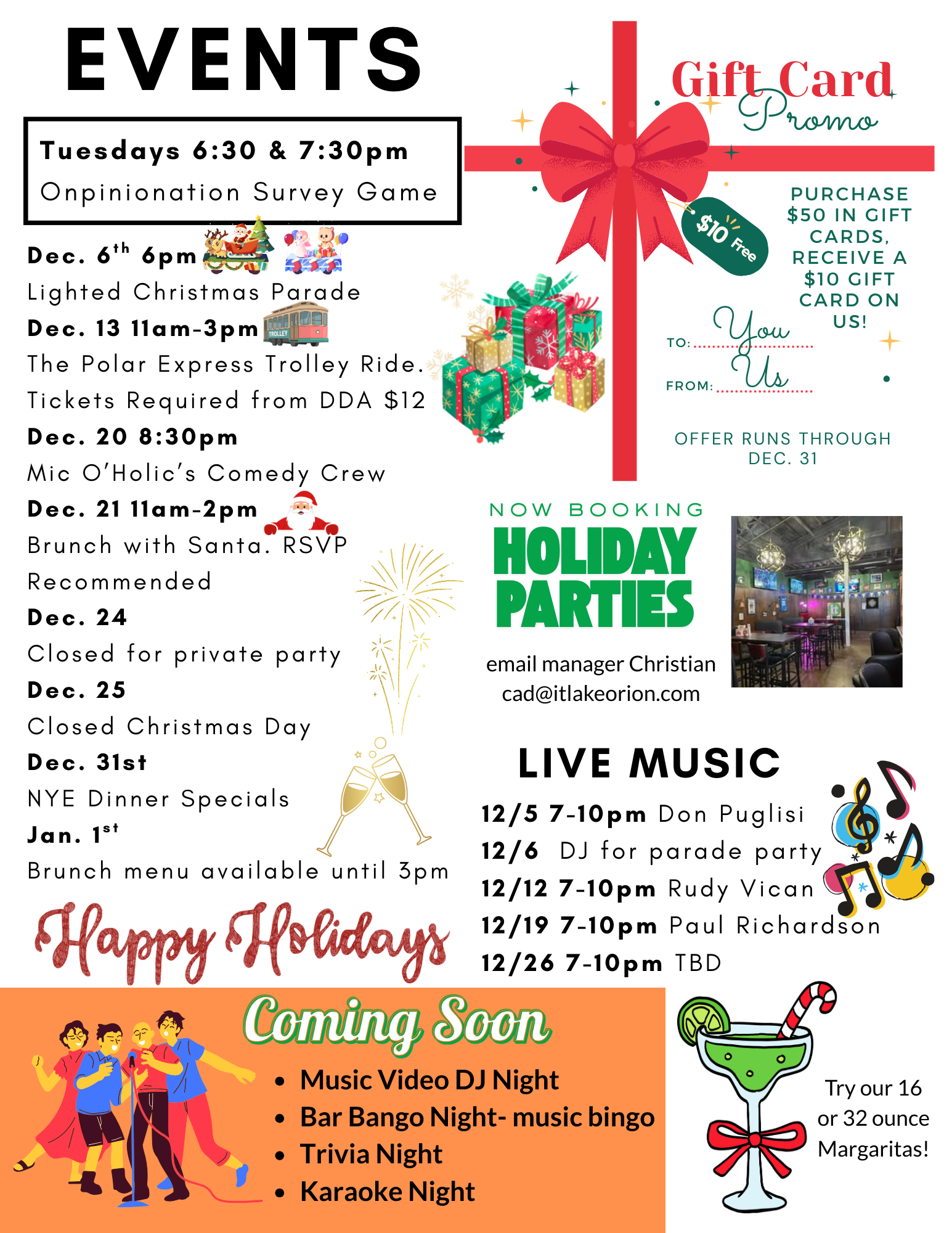 Events, music & specials