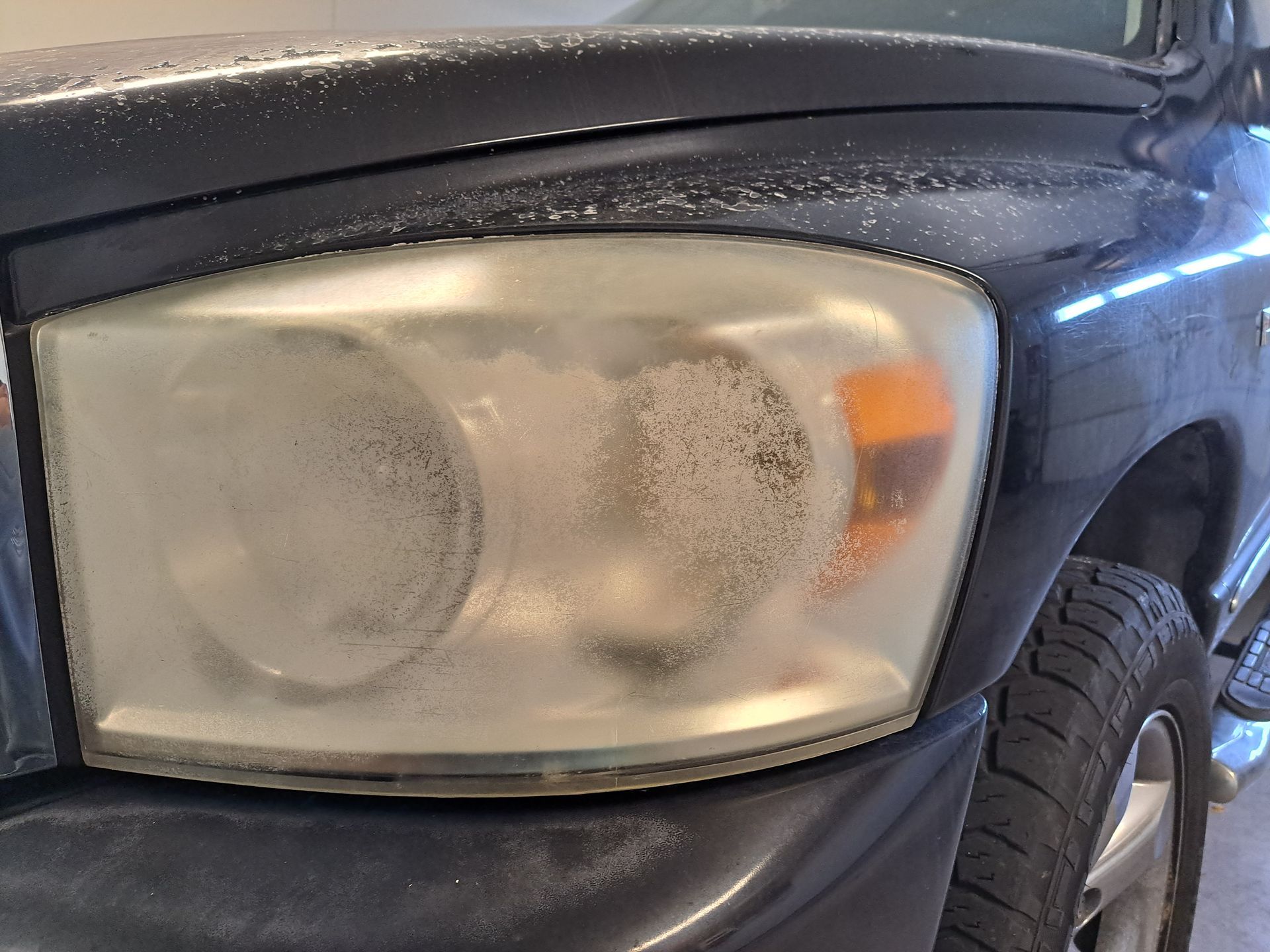 Before Headlight Restoration Dodge 1500 In Albuquerque, Nm