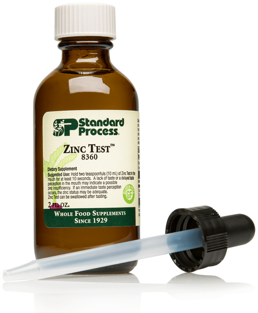 Bottle of Standard Process Zinc Test with dropper.