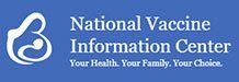 National Vaccine Information Center logo: white graphic over blue background, text: