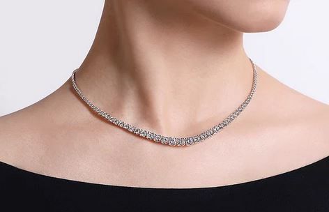  14K White Gold Graduated Diamond Necklace