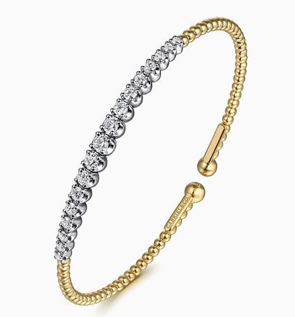  14K White and Yellow Gold Diamond Bujukan Bangle