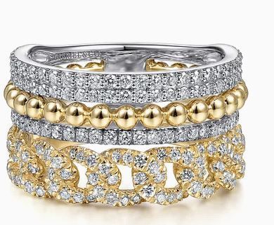  14K White-Yellow Gold Bujukan Diamond Easy Stackable Ring