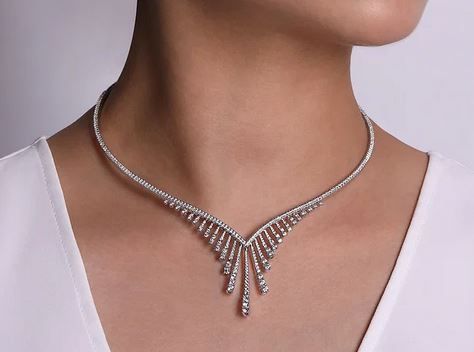  18K White Gold Diamond Choker Necklace