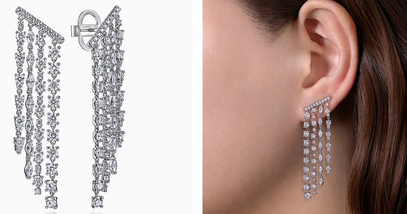  18K White Gold Diamond Drop Earrings