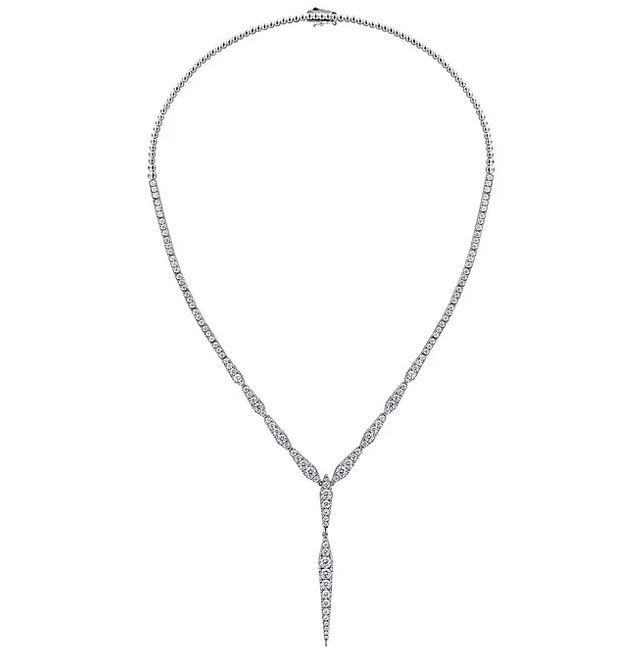  18K White Gold Diamond Spear Y Necklace	