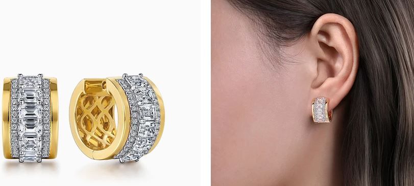  18K White-Yellow Gold Diamond Earrings