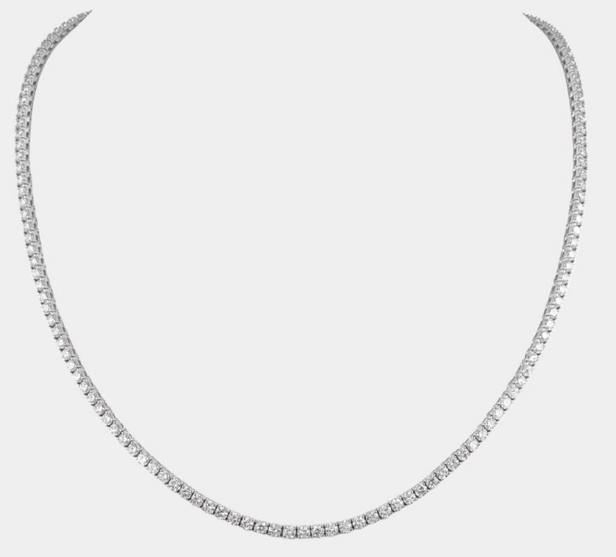 18k White Gold Diamond 0.10 ct. (each) Tennis Necklace