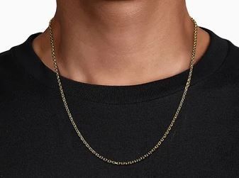  22 Inch 14K Yellow Gold Hollow Men's Link Chain Necklace	